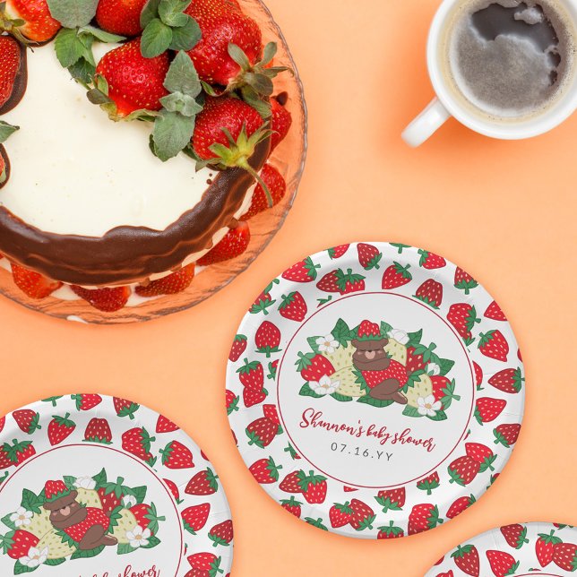 Assiettes En Carton Berry Sweet Baby Baby shower fraise rouge (Créateur téléchargé)