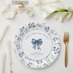Assiettes En Carton Berry Sweet Baby shower Blueberry Bow