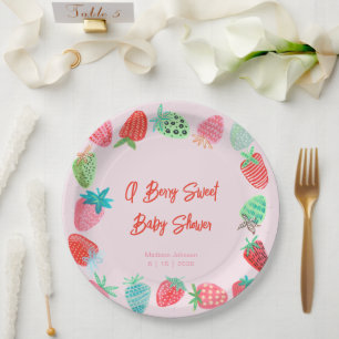 Assiettes En Carton Berry Sweet Baby shower fraise