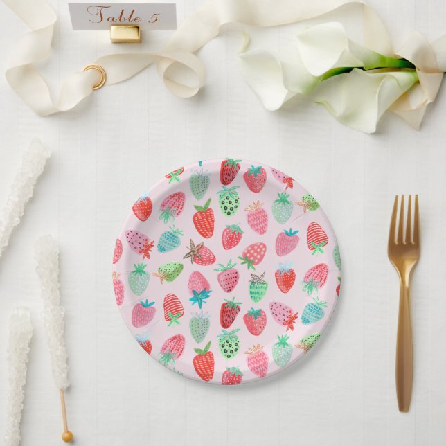 Assiettes En Carton Berry Sweet motif de fraises (Mariage)