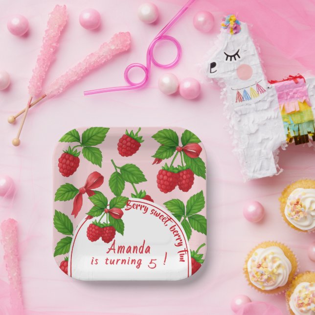Assiettes En Carton Berry Sweet Raspberry Anniversaire de enfant Party (Fête)