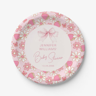Assiettes En Carton Berry Sweet Rose Bow bébé fille douche