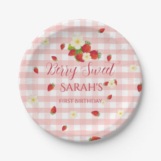 Assiettes En Carton Berry Sweet Strawberry 1st Birthday Party