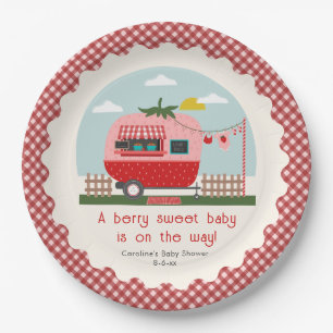 Assiettes En Carton Berry Sweet Strawberry Camper Baby shower