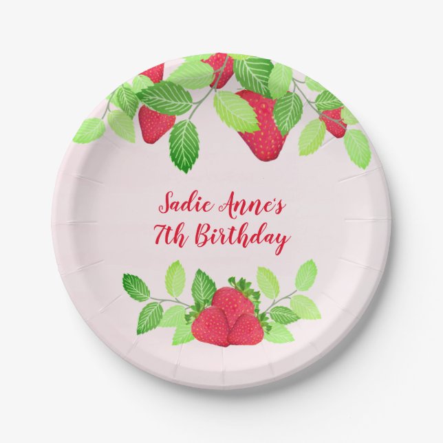 Assiettes En Carton Berry Sweet Strawberry fille d'anniversaire (Devant)
