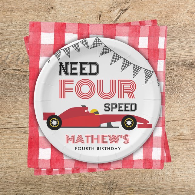 Assiettes En Carton Besoin de quatre voitures de course de vitesse 4e  (Créateur téléchargé)