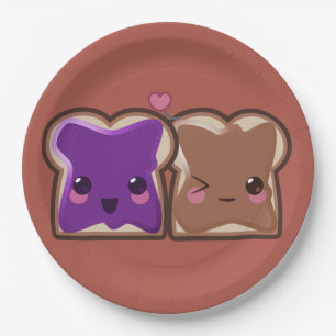 Assiettes En Carton Beurre d'arachide de Kawaii et amis de la gelée