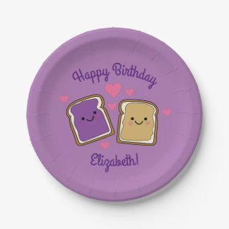 Assiettes En Carton Beurre d'arachide et Jelly fête d'anniversaire PBJ