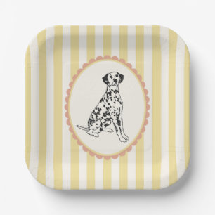 Assiettes En Carton Beurre pastel Grandes et Chien jaune et orange