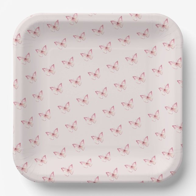 Assiettes En Carton Beurre rose Aquarelle (Recto)