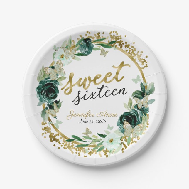 Assiettes En Carton Beurre vert émeraude doux 16 (Devant)