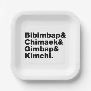 Assiettes En Carton Bibimbap & Chimaek & Gimbap & Kimchi. Aliments cor