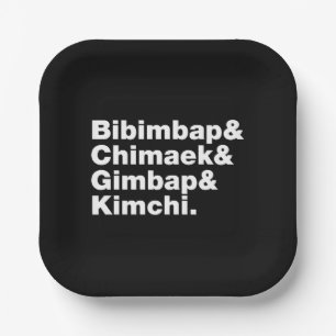 Assiettes En Carton Bibimbap & Chimaek & Gimbap & Kimchi. Aliments cor