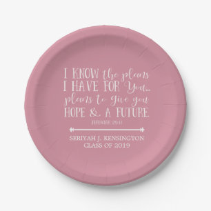 Assiettes En Carton Bible chrétienne moderne Verse Blush Pink Graduati