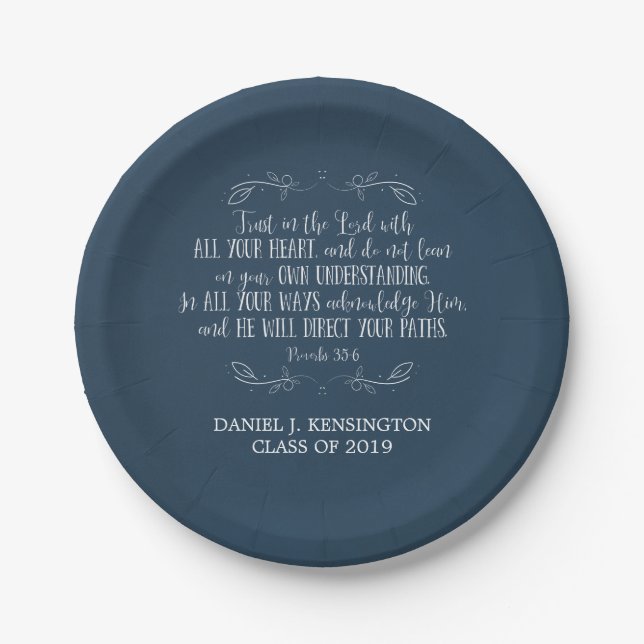 Assiettes En Carton Bible de la graduation chrétienne Verse Typographi (Devant)