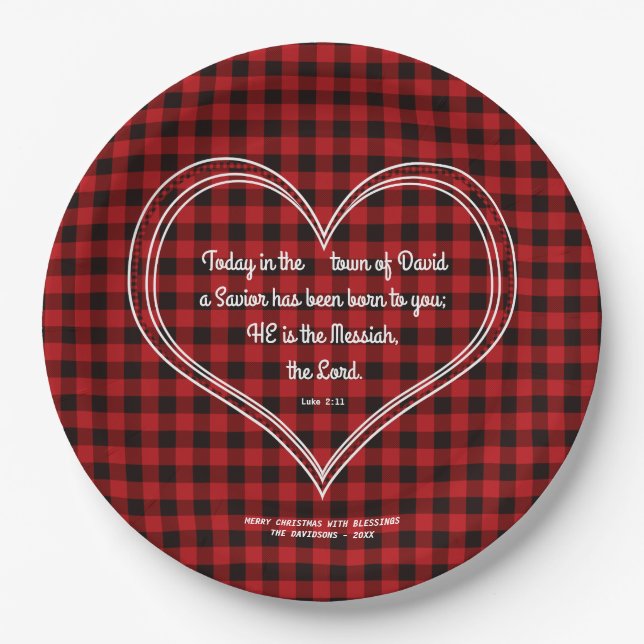 Assiettes En Carton Bible Motif Red Buffalo Verset Noël (Devant)