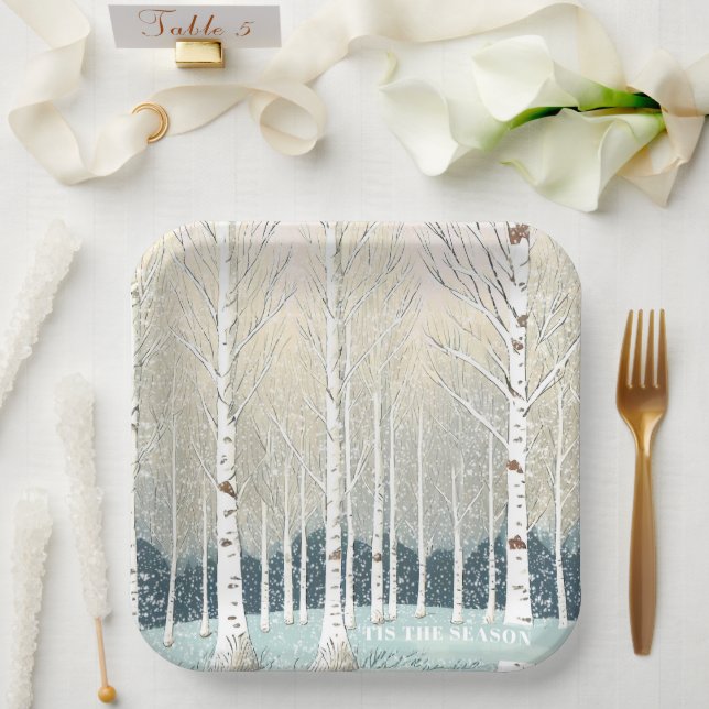 Assiettes En Carton Bibouleaux de Noël Turquoise ID1003 (Mariage)