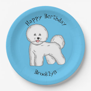 Assiettes En Carton Bichon frise dog dessin animé