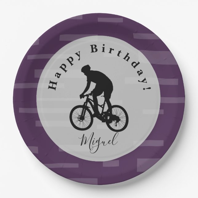 Assiettes En Carton Bicycle Rider Bonne Plaque Papier Anniversaire. Pa (Devant)