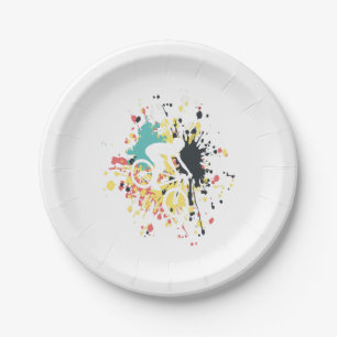 Assiettes En Carton Bicyclette - Couleur de descente