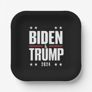 Assiettes En Carton Biden Trump 2024 Élection Présidentielle VP Drôle