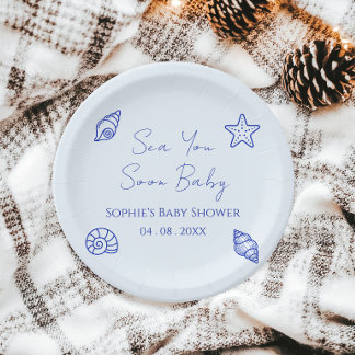 Assiettes En Carton Bientôt à la mer Bébé Fête de naissance Côtière 