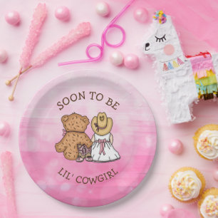Assiettes En Carton Bientôt être Lil' Cowgirl Baby shower de fille