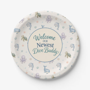 Assiettes En Carton Bienvenue à la baby shower Plongeur Buddy