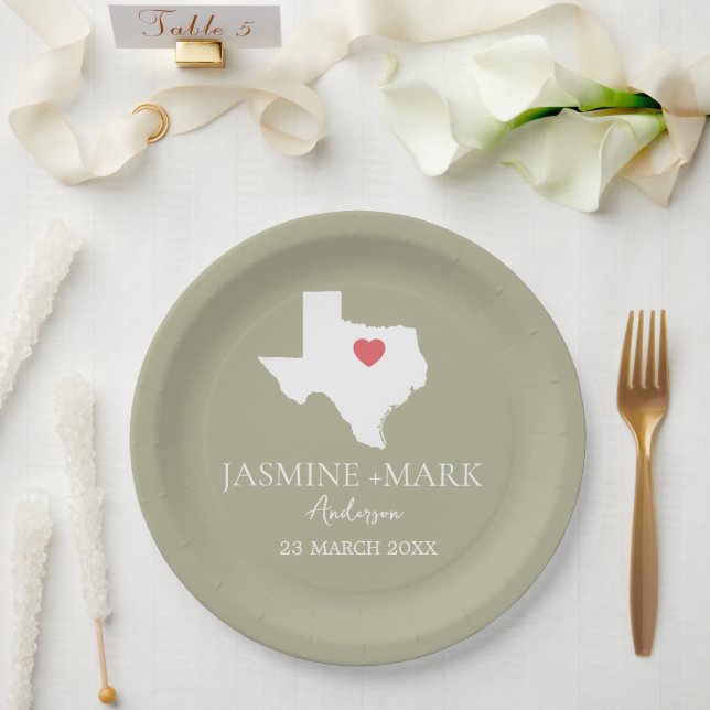 Assiettes En Carton Bienvenue au Texas Wedding Party Custom (Mariage)