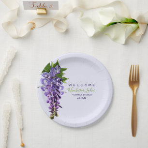 Assiettes En Carton Bienvenue Belles Fleurs de Wisteria Nom personnali