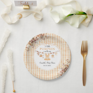 Assiettes En Carton Bienvenue Citrouille Girl Baby shower d'automne mo