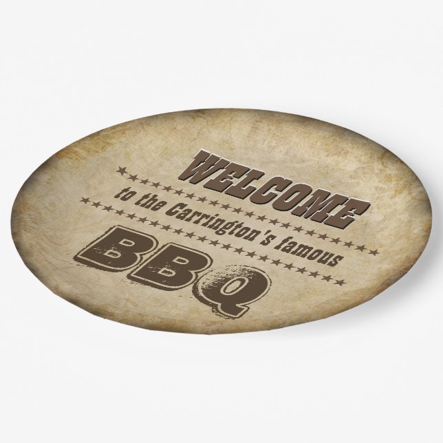 Assiettes En Carton Bienvenue dans notre barbecue (personnalisable) (Angle)