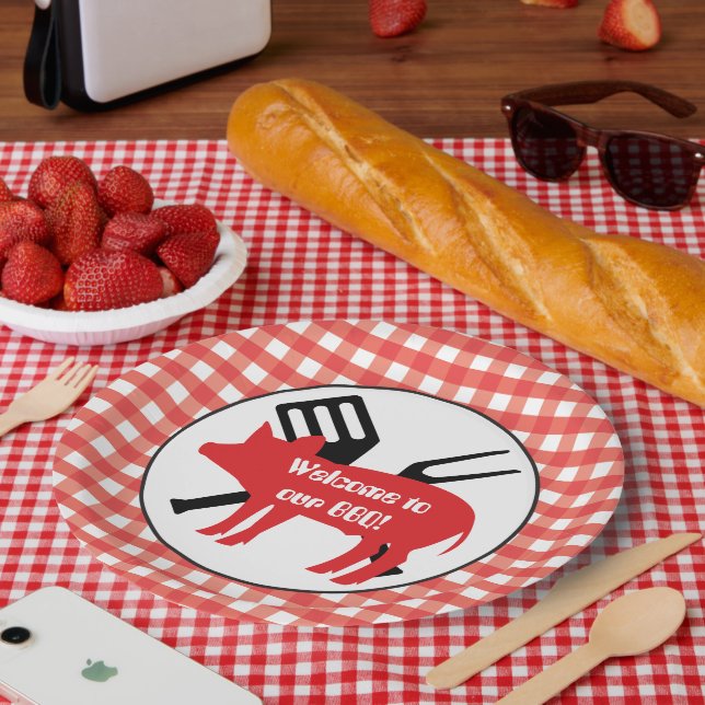 Assiettes En Carton Bienvenue dans notre plaque de papier BBQ pig part (Pique-nique)