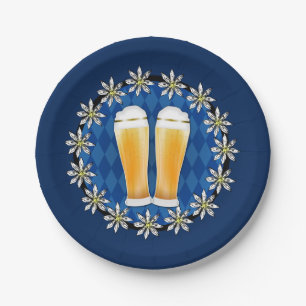 Assiettes En Carton Bière et Edelweiss Oktoberfest