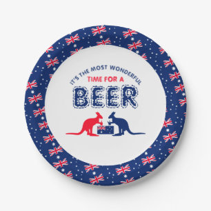 Assiettes En Carton Bière Kangaroo, drapeau australien, fête de Noël