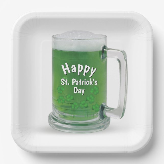 Assiettes En Carton Bière verte de la Saint-Patrick (Recto)
