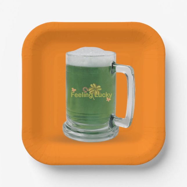Assiettes En Carton Bière verte de la Saint-Patrick (Recto)