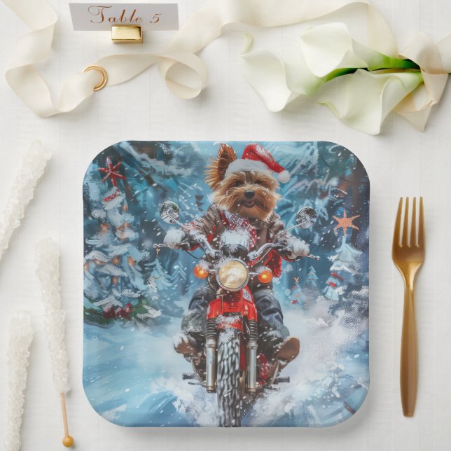 Assiettes En Carton Biewer Terrier Chien équitation Moto Noël (Mariage)