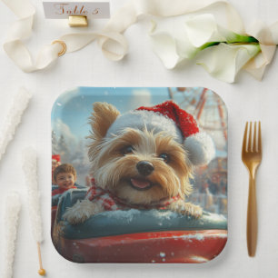 Assiettes En Carton Biewer Terrier Dog Roller Dessous de verre Noël