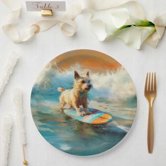 Assiettes En Carton Biewer Terrier Plage Surf Peinture (Mariage)