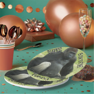 Assiettes En Carton Big Black Sitting Gorilla