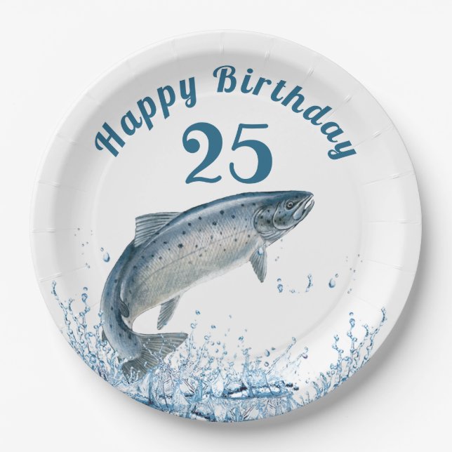 Assiettes En Carton Big Fish In Water 25e Anniversaire Plaque de papie (Devant)
