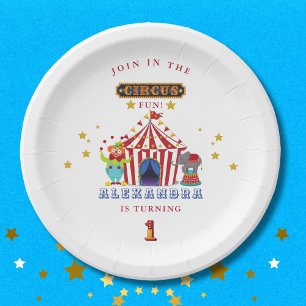Assiettes En Carton Big Top Red Stripes Circus 1er anniversaire