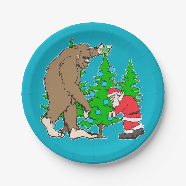 Assiettes En Carton Bigfoot et Noël de Père Noël (Devant)