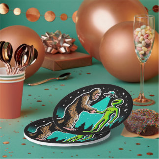 Assiettes En Carton Bigfoot rencontre un Alien