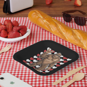 Assiettes En Carton Bigfoot Valentines Jour Coeurs Drôle Sasquatch Amo