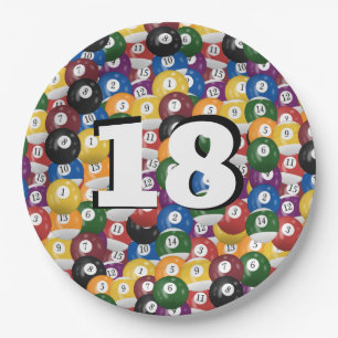 Assiettes En Carton Billiard Balls pour 18e anniversaire