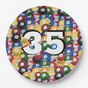 Assiettes En Carton Billiard Balls pour 35e anniversaire
