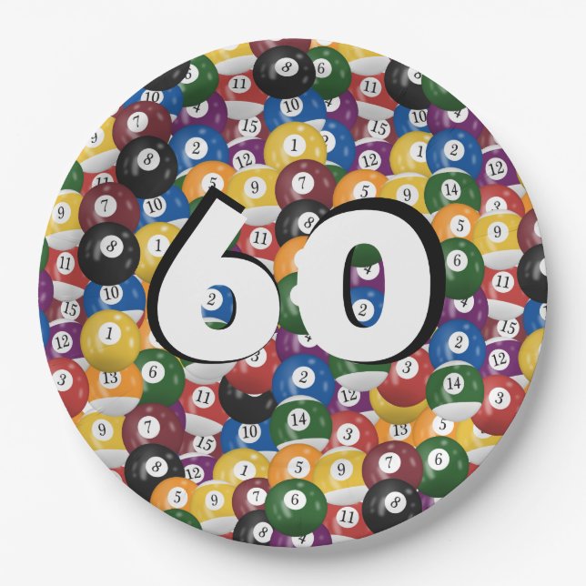 Assiettes En Carton Billiard Balls pour 60e anniversaire (Devant)