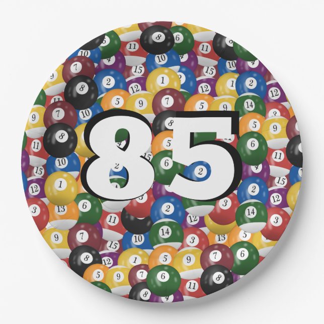 Assiettes En Carton Billiard Balls pour 85e anniversaire (Devant)